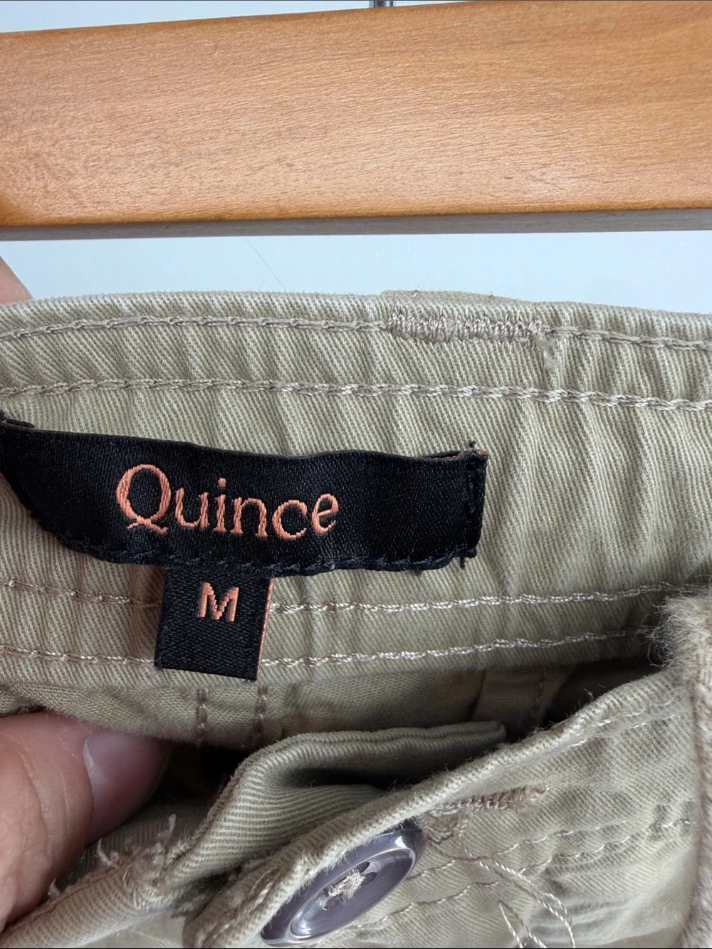 Quince elastic drawstring waist pull-on flat front chino shorts sz M